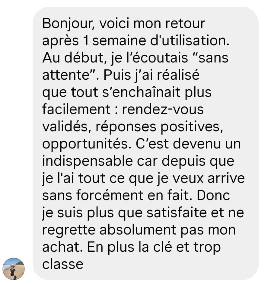 Capture d'un retour client, envoyé par WhatsApp