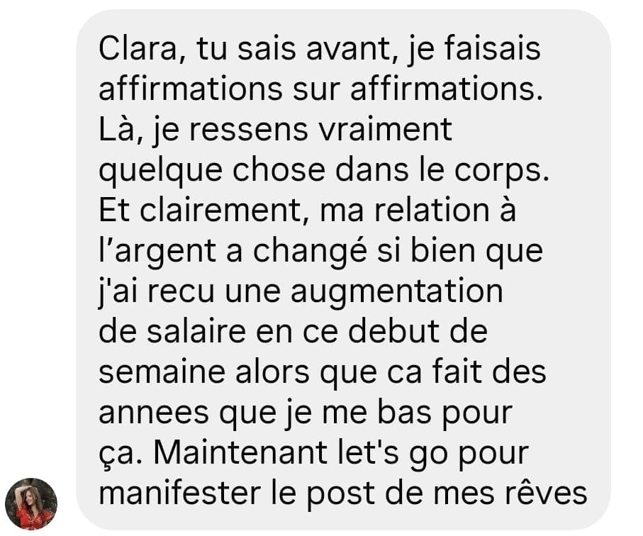 Capture d'un retour client, envoyé par WhatsApp